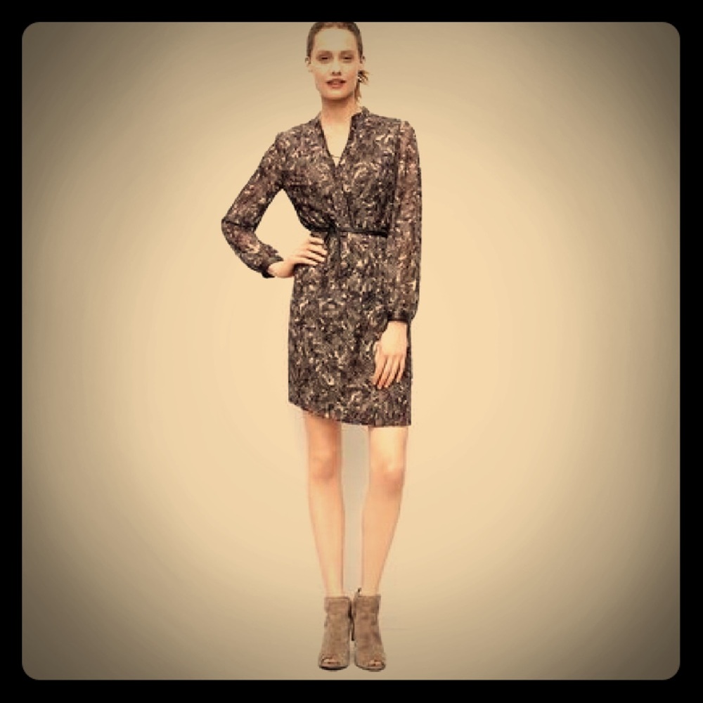 NWT Ann Taylor Brown Feather/Animal Print Dress